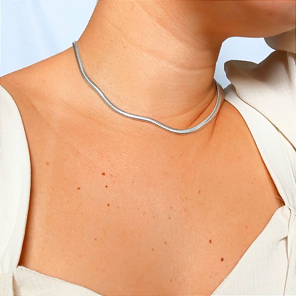 Chocker fio alemão banhado a prata