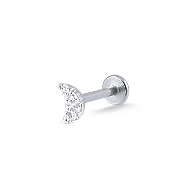 Piercing haste reto meia lua prata 925