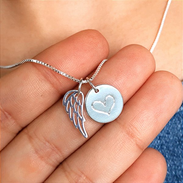 Cordão patuá my angel banhado a prata