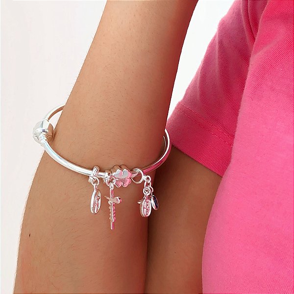 Bracelete rígido pandora banhado a prata