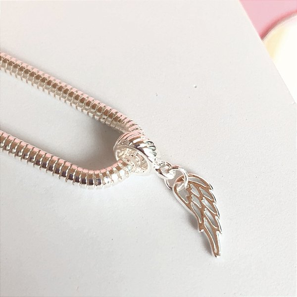 Berloque mini asa banhado a prata