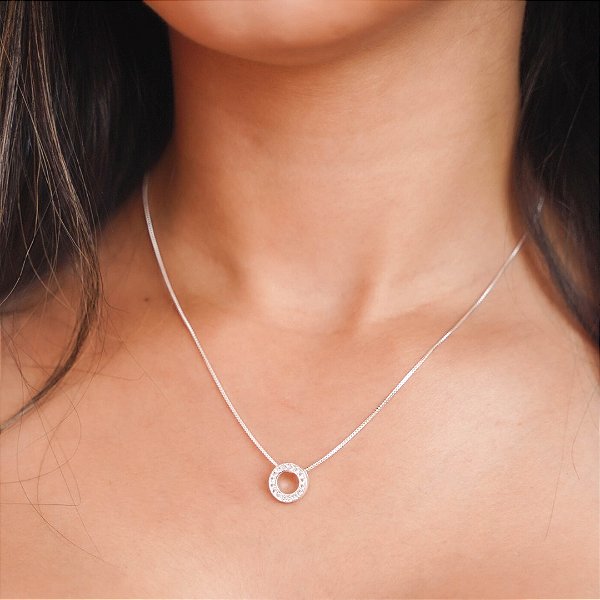 Cordão aro classic inspiração pandora banhado a prata