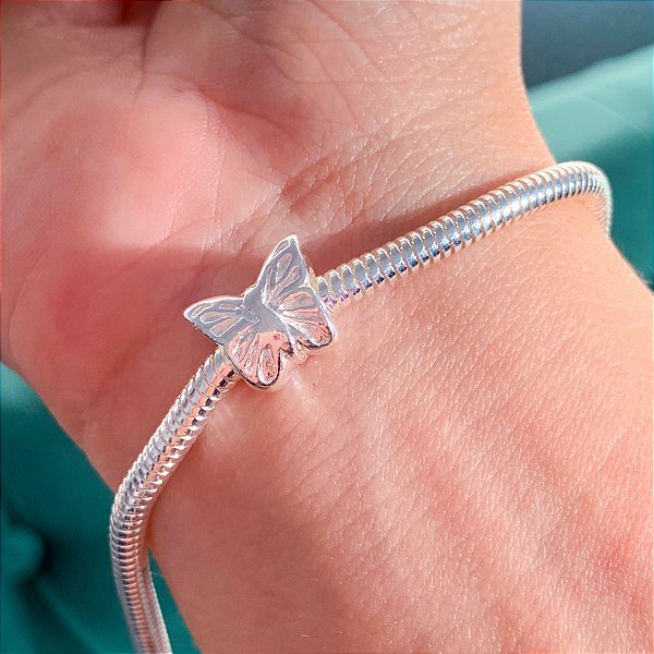 Berloque borboleta banhada a prata