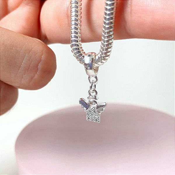 Berloque meu anjinho cravejado banhado a prata