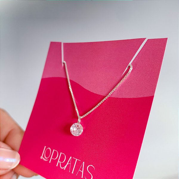 Cordão ponto de luz 45cm mini redondo prata 925