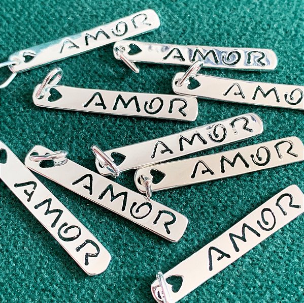 Pingente avulso plaquinha amor banhado a prata