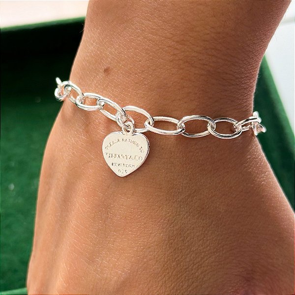 Pulseira elos inspiração tiffany banhado a prata