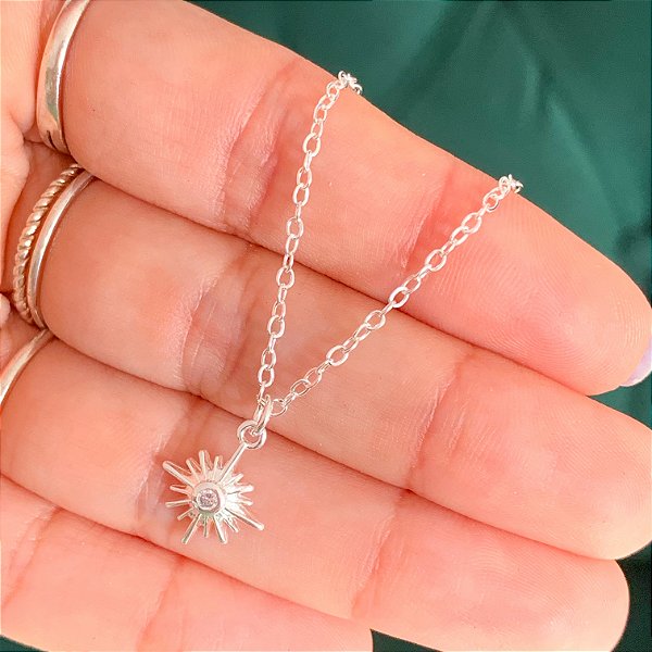 Cordão estrela cadente banhado a prata