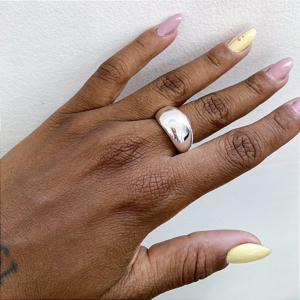 Anel bold regulável banhado a prata