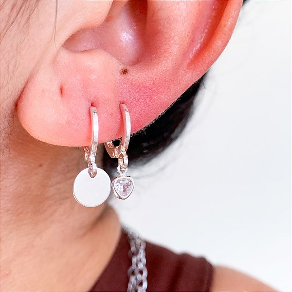 Kit de argolas click pingentes astral banhado a prata