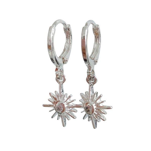 Argola click pingente estrela cadente banhado a prata