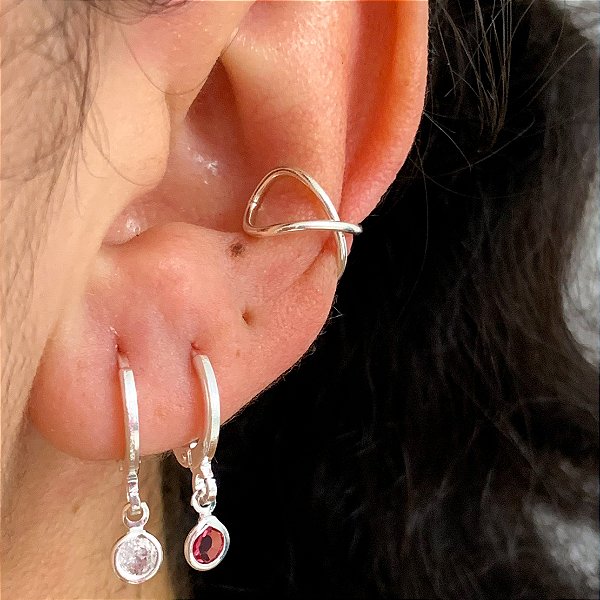 Piercing fake 2 fios cruzado banhado a prata