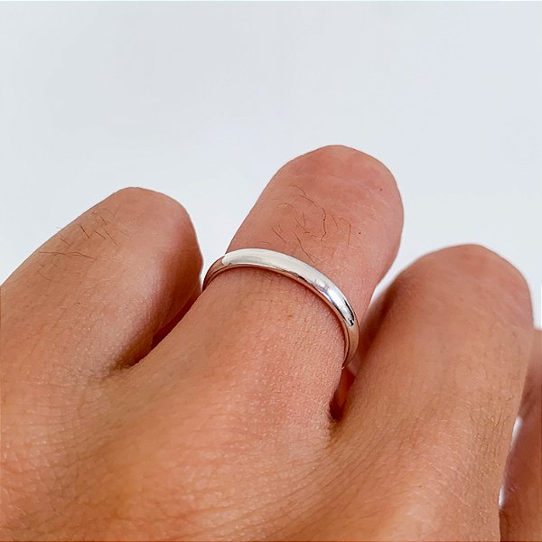 Aliança lisa abaulada 2,5mm prata 925
