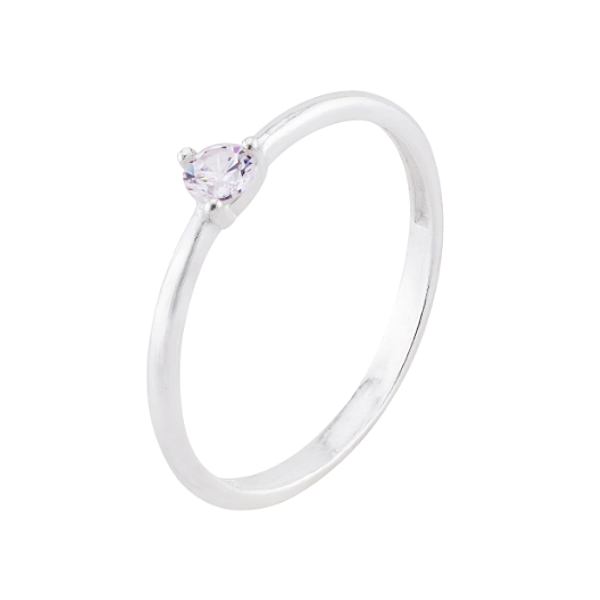 Anel solitário clássico coração prata 925