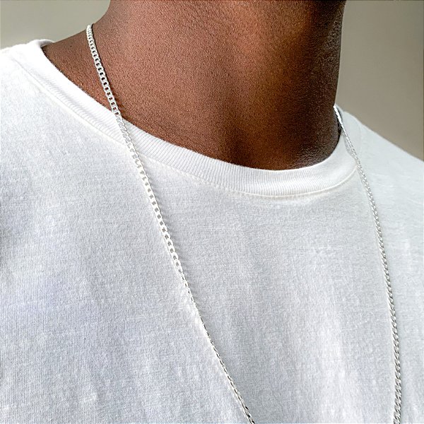 Corrente masculina Grumet 70cm banhado a prata