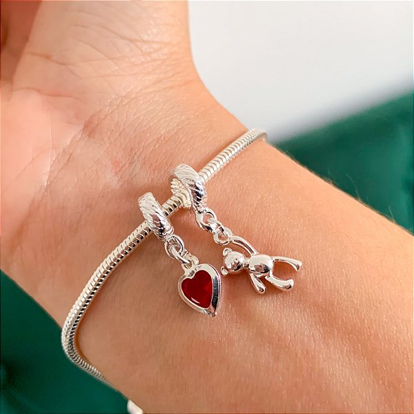 Kit de berloques love banhado a prata