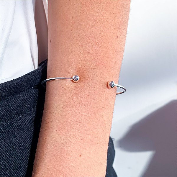 Bracelete Boho esfera banhado a prata