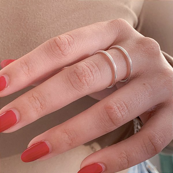 Anel 2 fios regulável banhado a prata