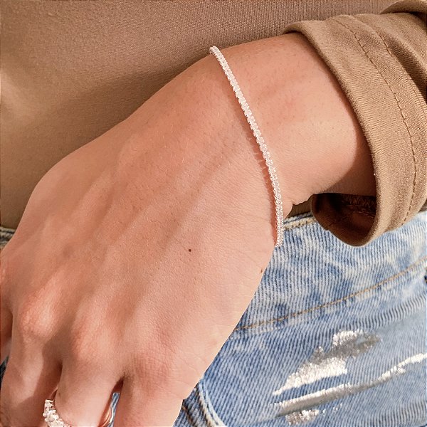 Pulseira luxo pedra zircônia banhado a prata