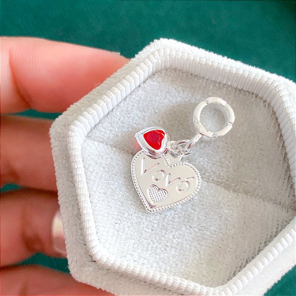 Berloque coração Vovó banhado a prata