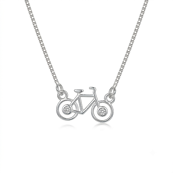 Cordão Esportes bicicleta cravejada bike banhado a prata