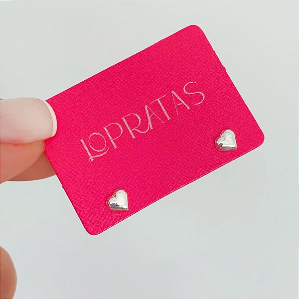 Brinco mini coração banhado a Prata