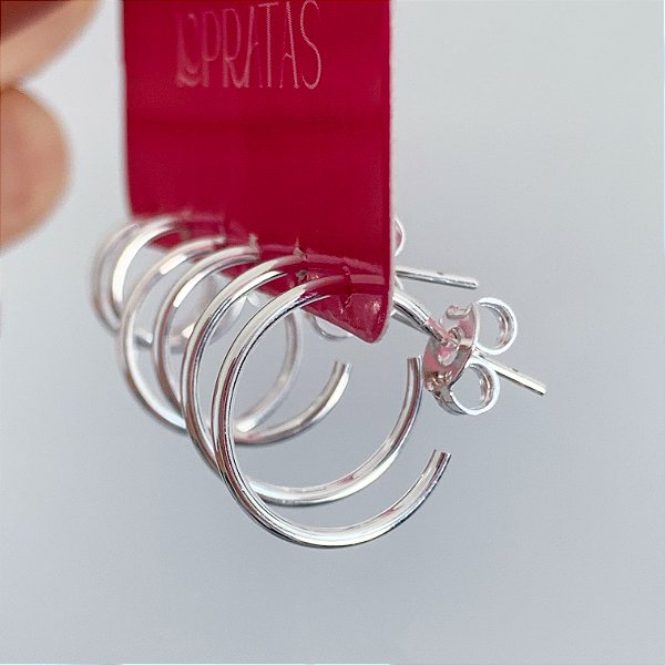 Trio de argolas basiquinhas tarracha banhado a prata