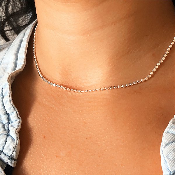Chocker mini chapinhas banhado a prata