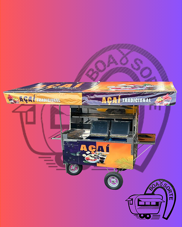 Carrinho de Açaí Grande com 2 Geladeiras