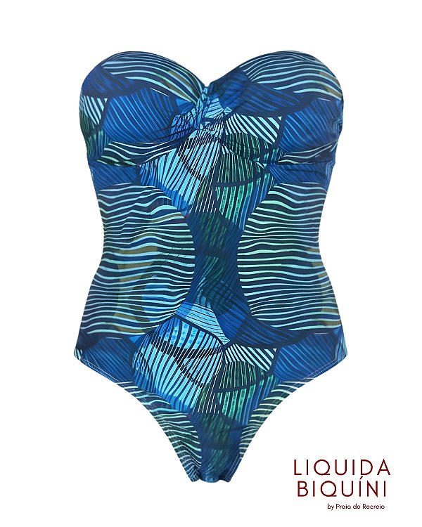 Maiô Tomara que Caia Estampa Linear com bojo