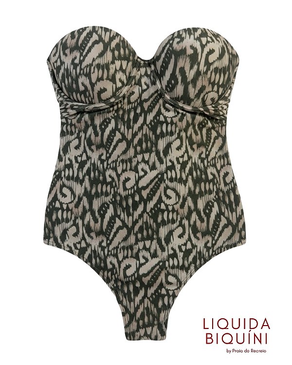 Maiô Tomara que Caia Estampa Verde/Creme com bojo