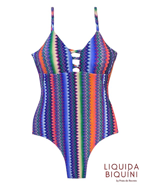 Maiô Tiras Cruzadas Estampa Colors