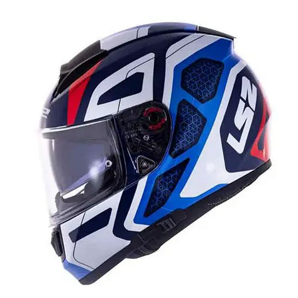 Capacete Ls2 Ff397 Vector Evo Interceptor Azul/Branco/Vermelho