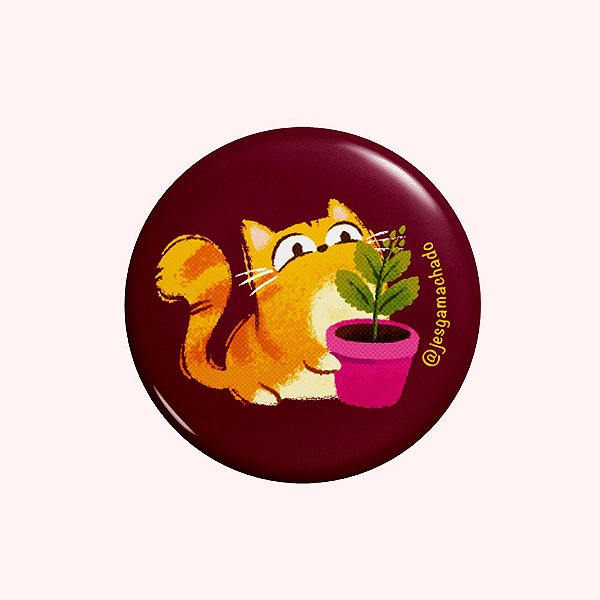 Botton Gato com Planta 3,5cm