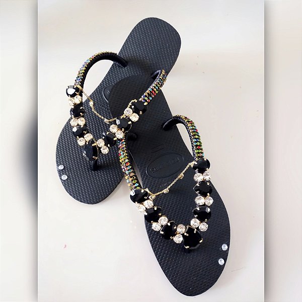 Chinelo Havaianas Slim Preto com Gotas Preto & Branco