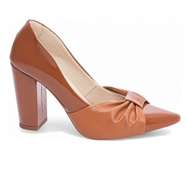 Sapato Scarpin Verniz Caramelo
