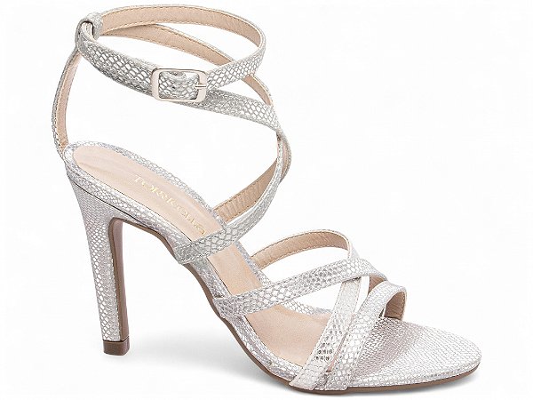 Sandália Croco Metalizado Prata