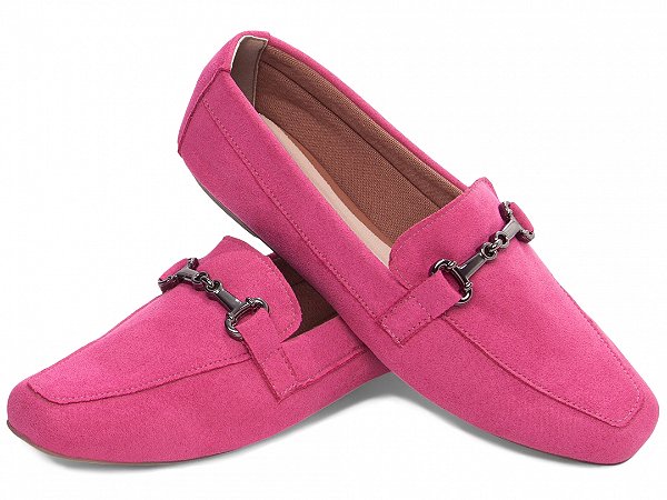 Mocassim Feminino Camurça Pink com Bico Longado