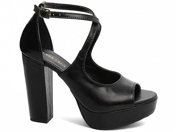 Sandália Feminina Meia Pata com Salto Bloco 11 cm