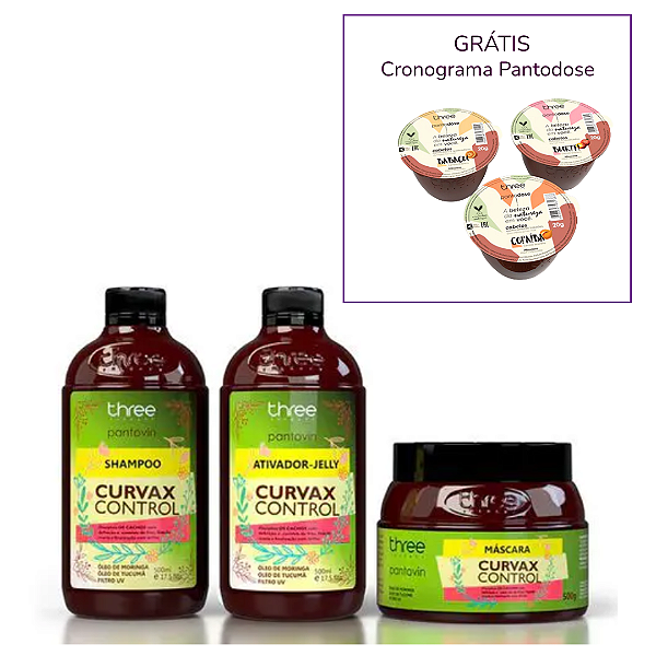 Kit Cachos Curvax Control  Shampoo Máscara e Ativador de Cachos