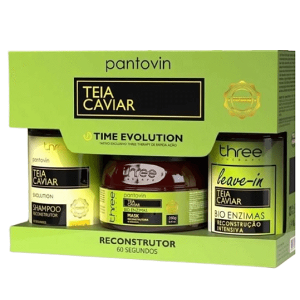 Kit  Reconstrução Teia de Caviar Evolution  Shampoo Máscara Leave-in 250ml