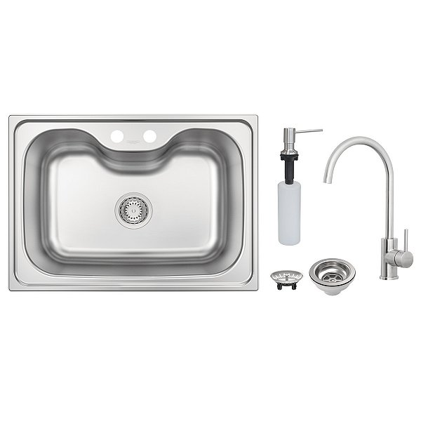 Cuba Morgana 60FX em Aço Inox com Monocomando, Dosador de Sabão e Válvula - TRAMONTINA