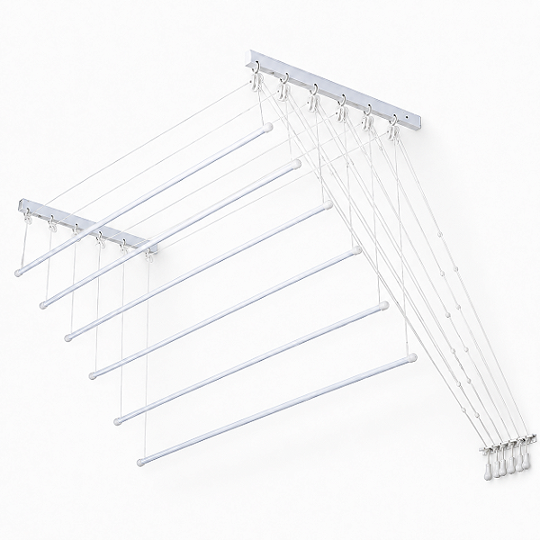 Varal Teto/Parede Prático Aço Branco 1,4m SECALUX