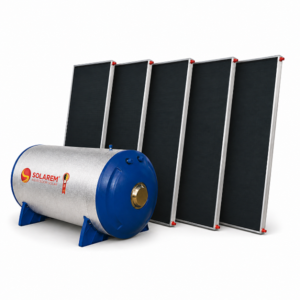 Aquecedor Solar Solarem 1000L Baixa Pressão com 5 Coletores Lira 2m²