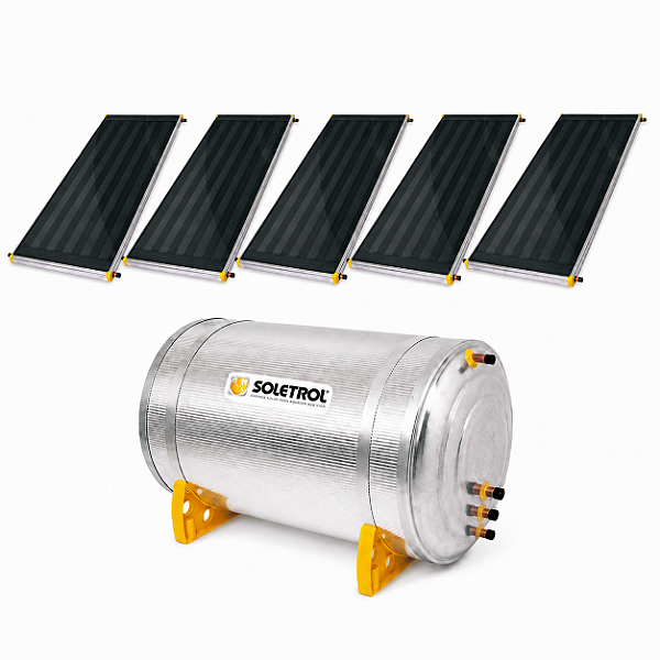Aquecedor Solar 1000L com 5 Coletores de 2 m² SOLETROL