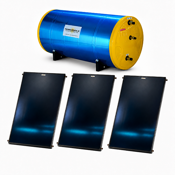 Aquecedor Solar 600L com 3 Coletores 2m² Inox Efficiency TERMOMAX
