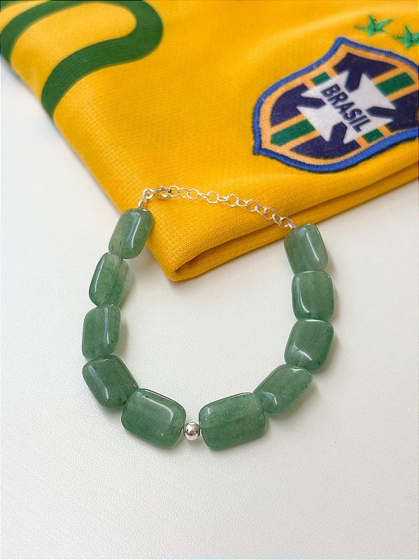 Pulseira Quartzo Verde Retangular Prata 925