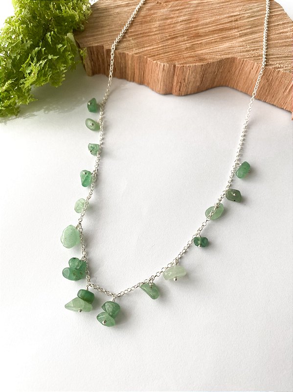 Gargantilha Quartzo Verde Prata 925