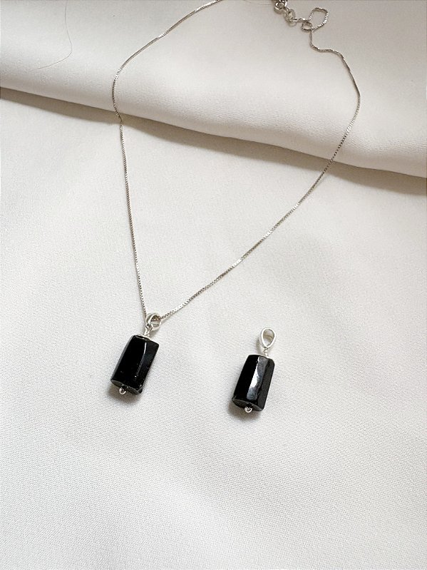 Pingente Turmalina Negra Prata 925