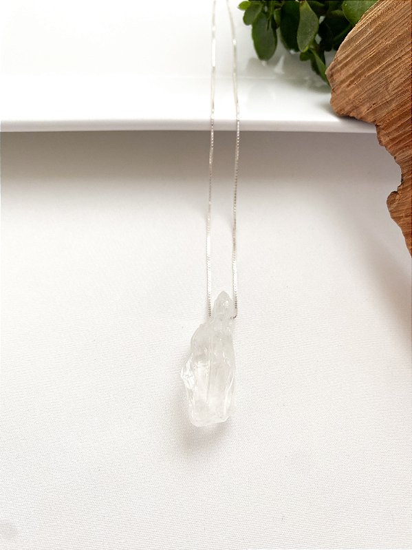 Gargantilha Quartzo Cristal Bruto Prata 925